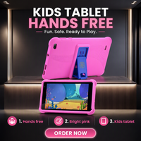 Tablet PC Anak Qunyico Y7K-P7 Pink Kartun Lucu Layar 7 Inci Android, Daya Tahan Baterai Lama, Hadiah Anak