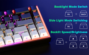 Clavier rétroéclairé RGB, touches imprimées latéralement, 68 touches, interrupteurs bleus PBT, hot-swappable, filaire, type C, OEM, logo personnalisé - Product Image 3
