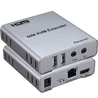 60M HDMI KVM Extender melalui Ethernet Cat5e/6 POC kabel 1080P HDMI USB Extender Video Audio ekstensi Splitter untuk USB Keyboard PC