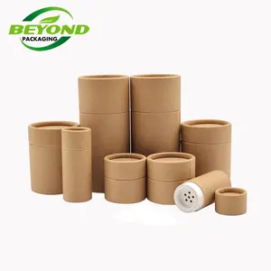 100% biodégradable Exo Kraft Papier Salières En Carton Tube de Papier de Catégorie Comestible Organique Spiruline Poudre Emballage Cylindre