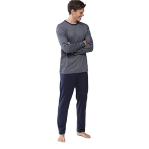 Casual 2-Piece Knitted Breathable Cotton <b>Men's</b> <b>Pajama</b> Set with Tops and <b>Pants</b> for Night Wear - Product Image 4
