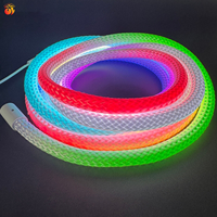 Bandes lumineuses LED intelligentes IP67 360 °   Bande lumineuse LED ronde à pixels adressables RGB intelligente 16 mm DC5V 12V 24V avec application APP Ws2811 Ws2812