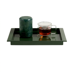 Sous-verre classique laqué vert brillant de haute qualité, écologique et durable, diamètre 300 mm, pour services à thé, vente en gros - Product Image 1