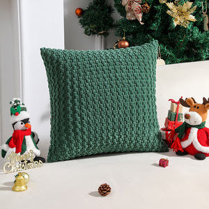Housses de <span class=keywords><strong>coussin</strong></span> décoratives neutres de Noël Housse de <span class=keywords><strong>coussin</strong></span> carrée en velours côtelé Boho doux pour l'automne hiver - Product Image 1