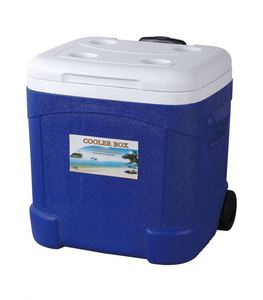 Custom Outdoor 55L Large Capacity Camping Fishing Cool Box with Wheels Pull <b>Rod</b> Portable Outdoor Cooler Box - Product Image 1