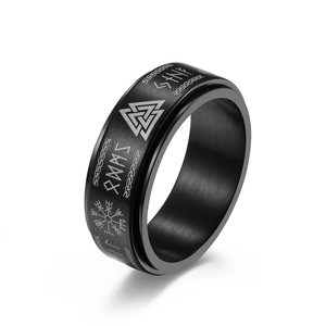 Bague homme rune en acier inoxydable Bague tournante littérature Viking nordique - Product Image 6