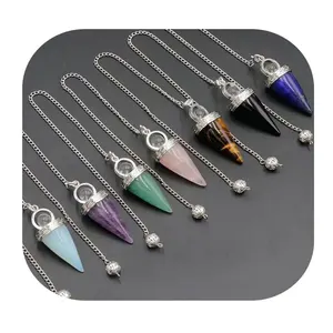 Wholesale Hot Sale Crystal Conical Spiritual Pendulum High Quality Healing Stone Crystal Conical Pose Yoga Dual Use