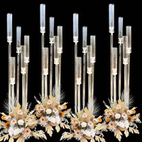 Candélabre en acrylique transparent à 5, 8 ou 10 bras, ensemble de supports de bougies pour centre de table, idéal pour la décoration de mariage