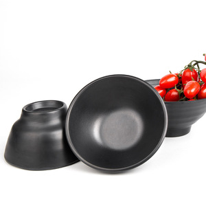 Melamine Tableware <b>Set</b> Black Round Bowls <b>Cups</b> Durable Dinnerware For Daily Use Food Serving - Product Image 5