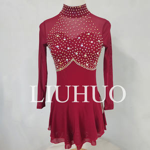 Justaucorps rouge multicolore pour femmes, filles et adolescents, robe <span class=keywords><strong>artistique</strong></span> de patinage sur <span class=keywords><strong>glace</strong></span> pour les compétitions et les cadeaux de Noël - Product Image 4