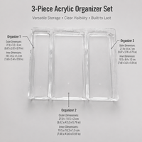 Boîte de rangement transparente en PET, 3 pièces, avec double poignée ouverte, étui d'emballage en plastique transparent pour gadgets, bibelots, petites pièces