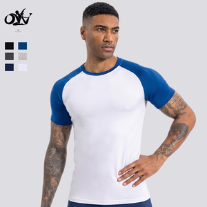 T-Shirt Sportiva a Compressione con Maniche Raglan a Contrasto, Vestibilità Aderente per Bodybuilding e Corsa, Vendita all'Ingrosso - Product Image 1