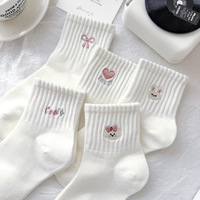 Chaussettes blanches pour femmes, design lapin de dessin animé mignon, style coréen et japonais, respirantes, douces, décontractées, pour le printemps et l'été