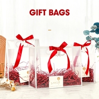Sacs cadeaux transparents en PVC/PP imperméables avec poignée Flexiloop, imprimés sérigraphiés, pour mariages, fêtes prénuptiales, anniversaires