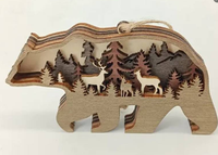 26 nouveaux objets artisanaux en bois de Noël, animaux de la forêt d'Amérique du Nord créatifs, décorations en bois pour la maison