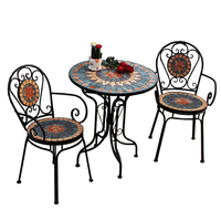 Nordique Antique extérieur balcon Patio jardin Bistro métal fer mosaïque 2 places Table et chaise
