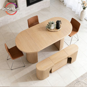Mesa de Comedor Moderna con Soporte de Metal con Veteado de Madera Vertical, Superficie Plegable, Decoración Minimalista para el Hogar - Product Image 2