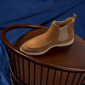 Bottines Chelsea en daim de mouton véritable pour homme, style britannique décontracté, polyvalentes, à tige haute, rétro - Product Image 5