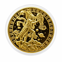 Pièce commémorative 3D en or à relief, signes du zodiaque classique grec 2026, mythologie, avec étui