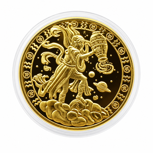 Moneta commemorativa 3D in oro a rilievo con 12 segni zodiacali classici greci 2026, mitologia, con custodia - Product Image 4