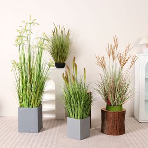 Composition artificielle de roseaux et d'herbes en <span class=keywords><strong>pot</strong></span>, fausse <span class=keywords><strong>plante</strong></span> verte pour la décoration intérieure, les présentoirs de vente au détail, les événements et la mise en scène - Product Image 4