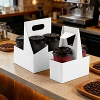 Support de transport jetable en papier pour 2/4 gobelets à café, avec poignée, idéal pour les boissons à emporter