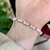 Bracelet en argent sterling 925 avec perle d'eau douce naturelle, style haltère, fermoir magnétique, bijoux fins minimalistes pour femmes, cadeau quotidien