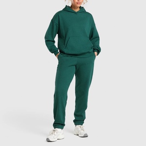 Sudadera con Capucha Personalizable con Logotipo para Mujer, Color Sólido, Manga Larga, Pantalones Largos, Chándal Informal para Mujer - Product Image 1