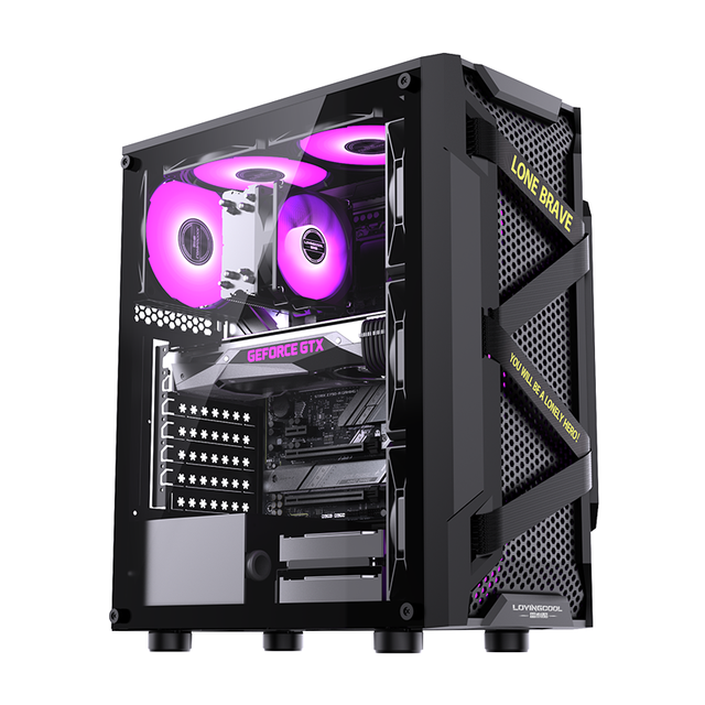 LOVINGCOOL High Quality New Coming Wholesale PC Cases RGB Cooling Fan Desktop Gaming Mid Tower ATX Gaming PC Computer Case Tower