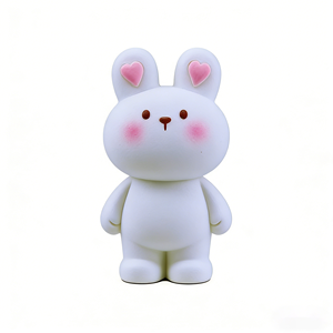 ตุ๊กตากระต่ายเรซิ่นน่ารัก รูปปั้นกระต่ายสีขาวสไตล์คาวาอิ พร้อมหัวใจสีชมพูสำหรับตกแต่งโต๊ะ - Product Image 4