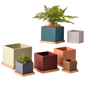 Couvertures de pots de fleurs d'Europe du Nord Pots carrés en céramique pour plantes Vert Simple Large Extra-Large Kit de jardinières pour le jardin - Product Image 1