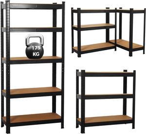 Étagère industrielle en acier sans boulons à 5 niveaux, épaisseur personnalisée, MDF, étagère de stockage d'entrepôt, certifiée FSC, étagère légère, unité métallique - Product Image 1