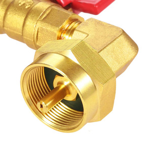Adaptador de válvula de latón para entrada de agua de RV, 1/4 pulgada, para uso exterior con manija roja - Product Image 5