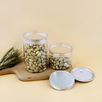Boîte alimentaire en plastique PET transparente multi-tailles avec couvercle en aluminium facile à ouvrir pour la mise en conserve de bonbons et de biscuits