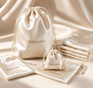 <b>Satin</b> Drawstring Pouches Small Size Polyester Minimalist Style Portable Storage Bag with Custom Logo for Jewelry and Cosmetics - Product Image 6