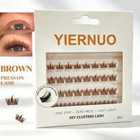 Cils en grappe faits main marron naturel pour un volume intense, faux cils auto-adhésifs