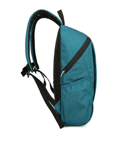 Sac à dos décontracté bleu sarcelle en tissu chiné avec fermeture éclair noire et poches latérales pour l'école, le <span class=keywords><strong>travail</strong></span>, les voyages, hommes, femmes, université - Product Image 4