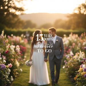 T-shirt promotionnel personnalisable pour la 15e anniversaire de mariage des couples - 15 ans de bonheur à jamais - Product Image 3