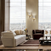 Ensemble de canapés en cuir italien de luxe moderne, meubles de salon complets avec fauteuils individuels pour villa, manoir, maison haut de gamme