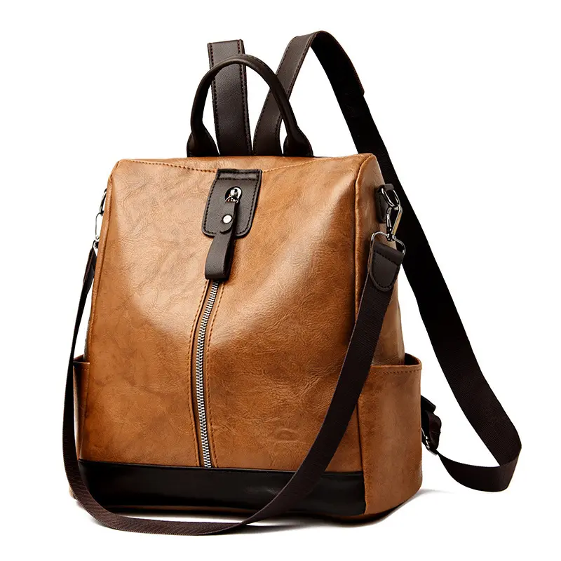 Korean Version Multifunctional PU Leather Leisure Travel School Bag Laptop Backpack