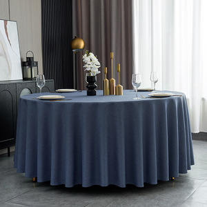 Tovaglie Rotonde Moderne Impermeabili in <span class=keywords><strong>Cotone</strong></span> e Lino <span class=keywords><strong>Blu</strong></span> Navy per Casa, Banchetti, Matrimoni ed Eventi - Product Image 1