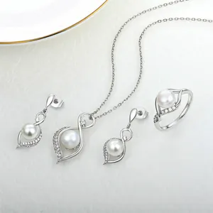 Mother Of Pearl Bridal Sterling Silver 925 Jewellery Set Supplier Fine Natural Freshwater Pearl Valentine Jewelry Set
