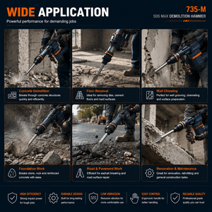 <span class=keywords><strong>Marteau</strong></span> perforateur OEM/ODM 45J haute efficacité, construction en acier allié, 3900 bpm, démolition par percussion des murs en béton - Product Image 5