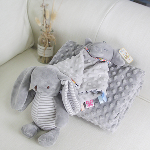 Trẻ sơ sinh khác san hô lông cừu Giường Mùa Đông bán buôn tùy chỉnh trẻ em mềm ấm chăn bé minky Chăn với Teether nhồi đồ chơi - Product Image 5