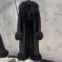 Veste en fourrure de mouton véritable de haute qualité, manteau en fourrure bordeaux pour femmes, manteau long en fourrure de Mongolie