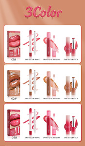 MLM customizable Full Lip Makeup Set Matte Lip Liner Hydrating Lip Glaze Shiny <b>Lipstick</b> 3Pcs Gift Pack Long wear makeup - Product Image 5