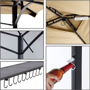 Double Pagoda Gazebo Outdoor Garden 50+UV Shelter Patio Grill BBQ <b>Canopy</b> Waterproof with Side Awning 8'x5' <b>Tent</b> Folding <b>Tent</b> - Product Image 4