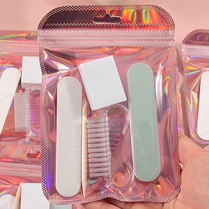 Kit de manucure 5 pièces avec lime à ongles, blocs de ponçage et polissage, brosse anti-poussière et éponge pour usage professionnel et domestique - Product Image 1