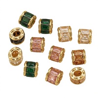 Perles d'espacement en cristal plaquées or 18 carats, perles en acier inoxydable, cylindrique pour la fabrication de bijoux