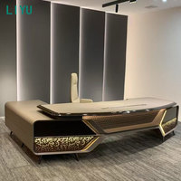 Bureau de direction en forme de L de haute qualité Liyu Furniture, style classique traditionnel en bois, pour PDG, directeur ou patron.